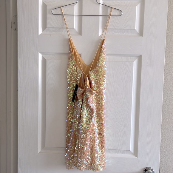 LULU’s Force of Fashion Peach Iridescent Backless Sequin Mini Dress - Picture 8 of 11